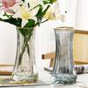 Jarrón de cristal con arreglo floral de estilo nórdico de alta calidad, arreglo floral de lirio de agua, decoración de sala de estar de alta calidad