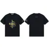 Camiseta Pesada Stone 260g com Estampa de Bússola com Logo, Caimento Solto, Estilo Tendência para Casal, Manga Curta, Unissex