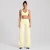 Conjunto de Roupas de Yoga Transfronteiriço para Mulheres, Conjunto de Top de Yoga Esportivo Fitness em Forma de U e Regata Casual Bonita para Corrida com Decote em V Profundo