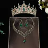 Collar de Corona Estilo Palacio Retro con Diamantes Brillantes en Forma de Gota de Agua, Moda Versátil de Lujo Ligero Exquisito de Nicho Set de Tres Piezas