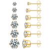 Venta caliente transfronteriza 6 pares hipoalergénicos aretes de tuerca de acero inoxidable 316L traje chapado en oro de 14K decoraciones de varias piezas al por mayor