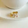 Anillo abierto romántico de perlas y circonitas estilo francés, moderno y de alta gama, diseño de cielo estrellado, nuevo anillo ajustable para dedo índice