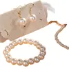 Colar de Pérolas Imitação Elegante Transfronteiriço Corrente Clavicular Pulseira de Pérolas Elegante Versátil Conjunto de Joias Conjunto de Quatro Peças