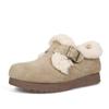 Sapatos femininos vintage all-match com forro de lã para outono e inverno de 2024, novos sapatos baixos para deslocamento, Birkenan, fora de moda, antiderrapantes de algodão