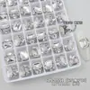 Acessórios de Diamante Flash K9 de Alta Qualidade Sem Base para Nail Art, Peças de Decoração de Unha Retangulares e Ovais Full Diamond Brancas Feitas à Mão