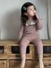 Ropa Infantil Estilo Coreano Otoño 2025 Otoño e Invierno Pijamas de Bebé Ropa de Casa para Niñas Conjunto Rosa