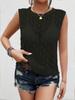 Roupas de Verão Nova Tendência Elegante Padrão Vazado Semi-Transparente Efeito Emagrecedor Gola Redonda Pulôver Sem Mangas Malha Top Blusa