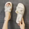Novedad Verano 2026 Estilo Hada Inspirado en Chanel Chanclas de Perlas y Pedrería para Mujer, Sandalias Planas de Punta Abierta, Elegantes y Versátiles