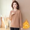 Novo suéter de veludo quente de peça única para mulheres de meia-idade e idosas 2023 Inverno roupa de mãe com forro de fleece espessado estilo ocidental camisa de base