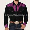 2026 Nuevo Estilo Occidental Tribal Étnico Cuello Solapa Hombres Casual Deportivo Exterior Calle Manga Larga Botones Camisa