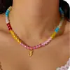 Amazon Transfronterizo Nueva Moda Color Perlas Letra Collar Oro Burbuja Letra Colgante Collar Moda Mujeres