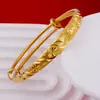 Pulseira Sólida de Latão Banizado Dourado Imitação, Formato Redondo Plano de 9mm, com Design de Céu Estrelado, Pulseira Espessa de Empurrar e Puxar