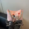 Bolsa Cuadrada Pequeña para Mujer, Nueva de Aspecto Elegante Estilo Coreano Fresca y Linda Bolsa Cruzada Pequeña Bordada de Cachorro, Bolsa Cruzada Simple y Ligera