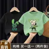 Ropa infantil camiseta de manga corta para niños 2026 nuevo estilo de verano para niños mayores, top de verano de algodón puro de manga media para niños