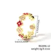 Moxi Niche Lujo Ligero para Mujer Gama Alta Colorido Trébol de Cuatro Hojas Microincrustado Circonita Anillo Abierto Joyería de Mano Venta al por Mayor