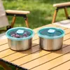 Tazón de Acero Inoxidable con Tapa para Conservar la Frescura, Caja Sellada para Almacenamiento de Alimentos en Refrigerador, Caja para Almacenamiento de Frutas y Alimentos de Picnic, Lonchera