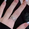 Anillo Abierto Ajustable Estilo Influencer de Nicho de Moda con Pedrería, Joyería de Moda Minimalista Versátil de Lujo Ligero de Alta Gama