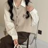 Colete Tricotado de Ursinho Desenho Animado Feminino Outono Inverno Novo Estilo Coreano Sem Mangas Solto Macio Ceroso Camada Mais Fácil de Combinar Colete Suéter
