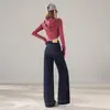 Jeans de pierna recta acampanados color azul mezclilla nuevos para mujer 2026 transfronterizos, pantalones de pierna ancha color azul oscuro petite para estilizar, de largo hasta el suelo