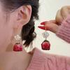 Ganchos para Oreja Flor Eterna de Cristal y Perlas de Camelia Originales, Diseño de Nicho Estilo Bosque, Tendencia de Pendientes Estilo Palacio Retro