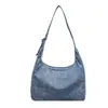 Bolso de hombro de mezclilla de gran capacidad para mujer, nuevo 2026, bolso de lona simple y casual, bolso de hombro único