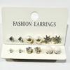 Europa y Estados Unidos temperamento simple comercio exterior Amazon AliExpress aretes de circonita con garra aretes aretes traje de 12 aretes de diamantes