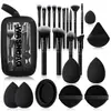 Set de 14 Brochas de Maquillaje al por Mayor con Esponjas de Belleza, Polveras, Almohadilla de Limpieza de Silicona, Bolsa de Almacenamiento, Pelo Sintético, Kit Completo de Herramientas de Belleza