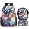 2024 Nueva Mochila Escolar de Stitch Set de Tres Piezas de Stitch Mochila con Dibujos Animados Impresos para Estudiante de Primaria Bolso de Hombro Estuche para Lápices traje