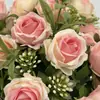 Nuevo Modelo de Comercio Exterior al por Mayor Flor Artificial Rosa Austin de 10 Cabezas Ramo de Boda Ramo de Rosa Sostenido a Mano Flor Artificial