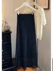 Saia Midi de Poá Estilo Cauda de Peixe Feminina 2025 Verão Novo Estilo Retro Estilo Hong Kong Justa ao Corpo Cintura Alta Chiffon Longa