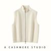 Chaleco de Punto de Cachemira con Cuello Alto Medio para Mujer 2025 Otoño Nuevo Diseño Suéter Simple con Doble Cremallera
