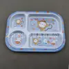 Juego de Vajilla Infantil Plato de Cena Infantil de Dibujos Animados con Separadores Plato de Cena Cuadrado Cuatro Compartimentos Plato de Comida Rápida melamina
