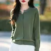 Cross2026 Otoño Nuevo Cárdigan de Punto con Cuello Redondo para Mujer Escote Adornado con Pedrería Suéter Holgado de Manga Larga Abrigo Holgado