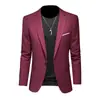 Comercio exterior transfronterizo primavera y otoño traje formal liso de un botón para hombre, blazer ajustado estilo coreano, chaqueta de una pieza para hombre