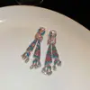 Brincos de Franja Gota d'Água com Diamantes Incrustados Agulha de Prata Estilo Palácio de Luxo Leve Brincos Retrô Versáteis High-End Brincos de Moda Retrô