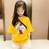 Camiseta Infantil de Manga Curta 100% Algodão Puro Tops de Verão para Crianças Pequenas e Médias e Bebês Meninas 2026 Novo Estilo Camiseta Stylish de Meia Manga