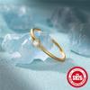 Anel Clássico Simples de Prata Esterlina S925 com Abertura e Zircônia de Quatro Garras Versátil Anel Anel Design de Nicho Estilo Coreano para Mulheres