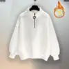Sudadera de cuello medio para hombre con forro polar, estilo Hong Kong, diseño versátil, top de moda, chaqueta casual holgada versátil