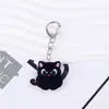 Novo chaveiro de acrílico de gato de desenho animado 2D transfronteiriço, chaveiro de pingente de gato preto fofo para mochila