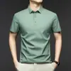 Camisa Polo de Hielo sin Costuras para Hombre de Verano al por Mayor Transfronterizo Camiseta de Manga Corta Camiseta de Color Sólido de Negocios Casual de Alta Gama