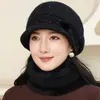 Chapéu de Lã de Moda Outono e Inverno para Mulheres de Meia-Idade e Idosas Chapéu de Tricô Espesso e À Prova de Vento para Uso Externo Versátil