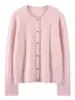 Nuevo Estilo Otoño e Invierno Cardigan de Cachemira con Botones de Corazón y Cuello Redondo para Mujer, Suéter Tejido, Abrigo Cálido de Manga Larga, Suéter de Cachemira