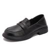Mocassins Slip-On para Mulheres, Novos Sapatos de Couro Genuíno com Solado Grosso, Sapatos Profissionais para o Trabalho, Sapatos Versáteis para Mulheres com Salto Grosso