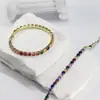 Chapado en Oro de 18 Quilates Microincrustado Color Duradero Hip-Hop Circonita Multicolor Joyería Cristal 5mm Cadena de Tenis Pulsera de Fila Venta al por Mayor Transfronteriza