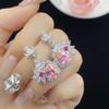 Conjunto de tres piezas con forma de lágrima inferior y forma de estrella, anillo abierto de diamantes completos, temperamento para mujer, colgante, traje de aretes