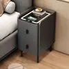 Mesa de cabeceira inteligente ultra-estreita, madeira maciça, multifuncional, pequena, simples, moderna, armário de cabeceira multifuncional com carregamento sem fio
