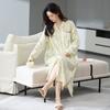 Novedad Otoño 2025 Bata Antibacteriana para Mujer Otoño e Invierno Algodón Puro Manga Larga Vestido Casual Talla Grande Ropa para el Hogar