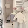 Roupa de outono para bebê menina: suéter de tricô com tranças e gola, blusa de tricô com gola de boneca vazada e torcida para bebê, blusa de puxar macia