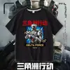 Nueva Camiseta de Manga Corta Azul Claro para Niños Verano Algodón Puro Niños Delta Action Mecha Top Casual para Bebé