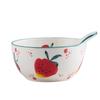 Tazón de una sola asa pintado a mano Huafu Tazón rojo de internet Tazón para ensalada de frutas Lindo tazón de postre para niña Tazón para hornear Tazón con asa para el hogar